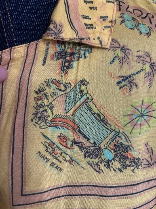 Urban Outfitters UO Gardenia Map Florida Souvenir Button Down Top Shirt Small - Picture 5 of 10